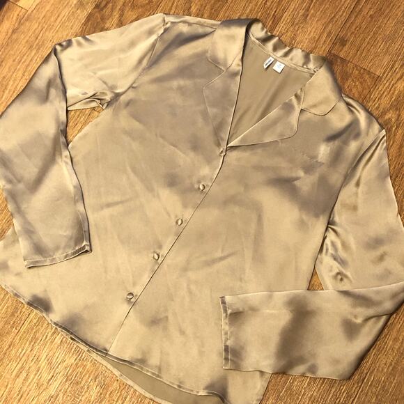 NWOT Nordstrom Champagne Button Front Silk Blouse Size XS - Picture 1 of 11